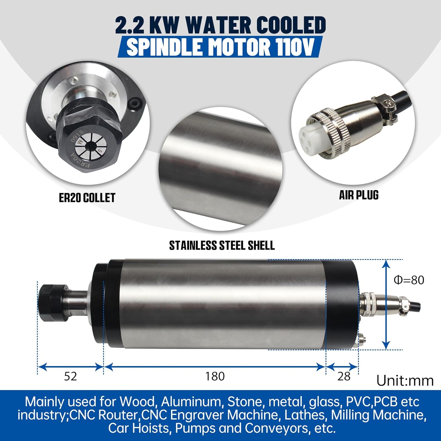 Water Cooled Spindle - محرك مغزل مبرد بالماء ، كوليت