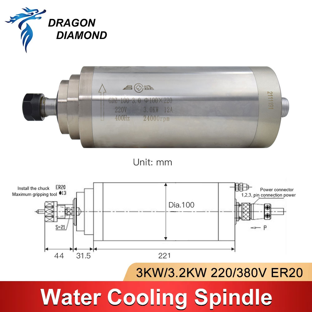 3KW تبريد المياه المبردة المغز - مراجعة Water Cooled Spindle وسعره